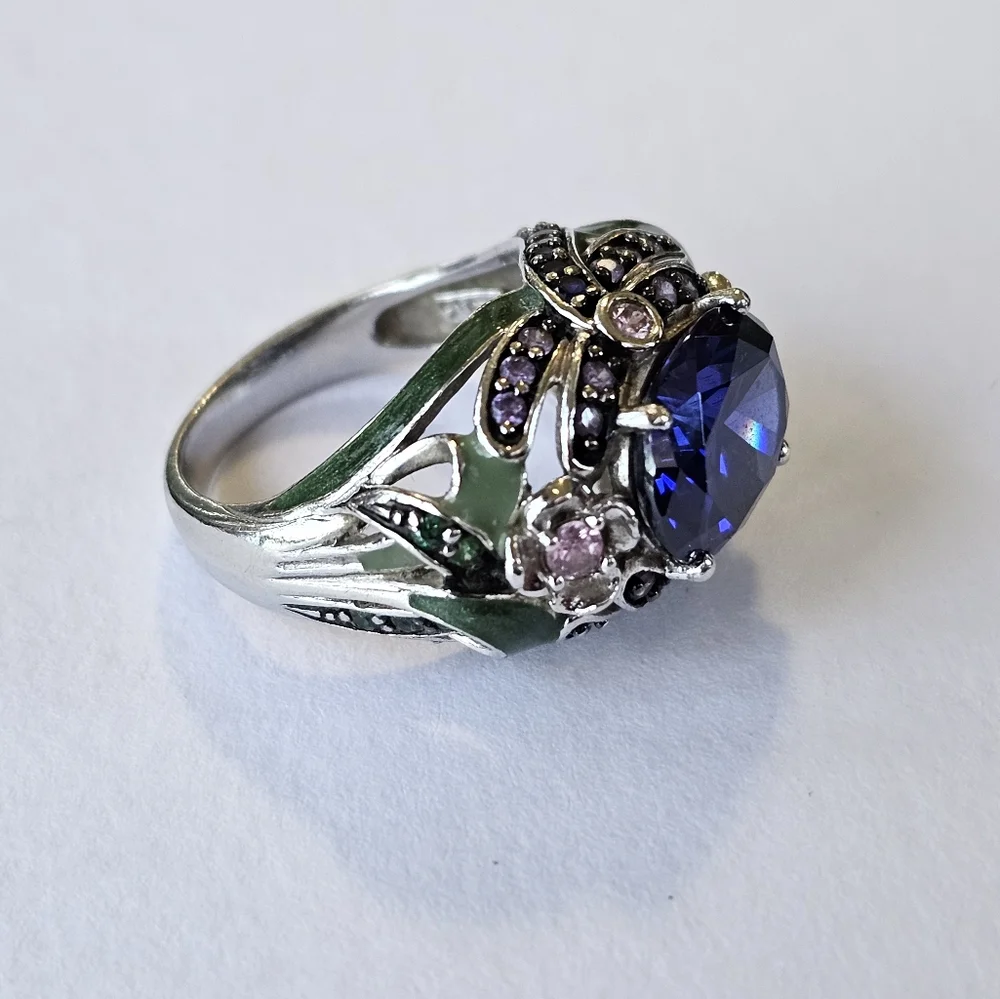 Retired Victoria Wieck Tanzanite and Amethyst Ring in Sterling Silver Sz 8! - Picture 3 of 14